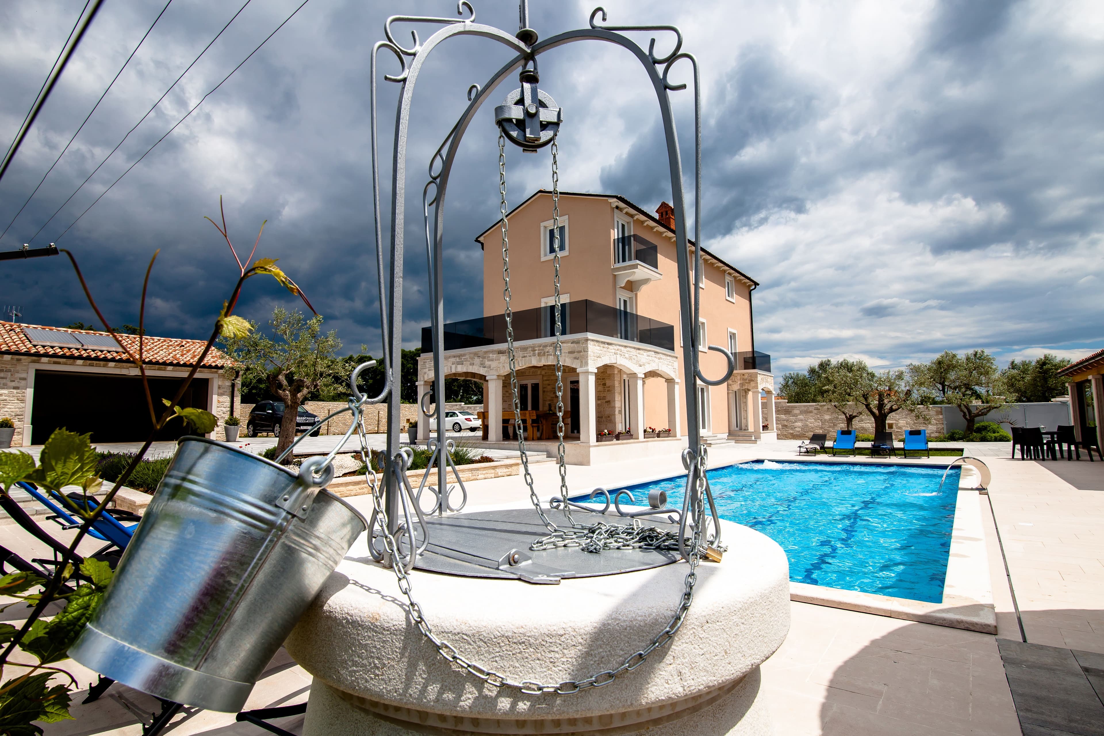 Swimming Pool at night Villa Panorama Istra